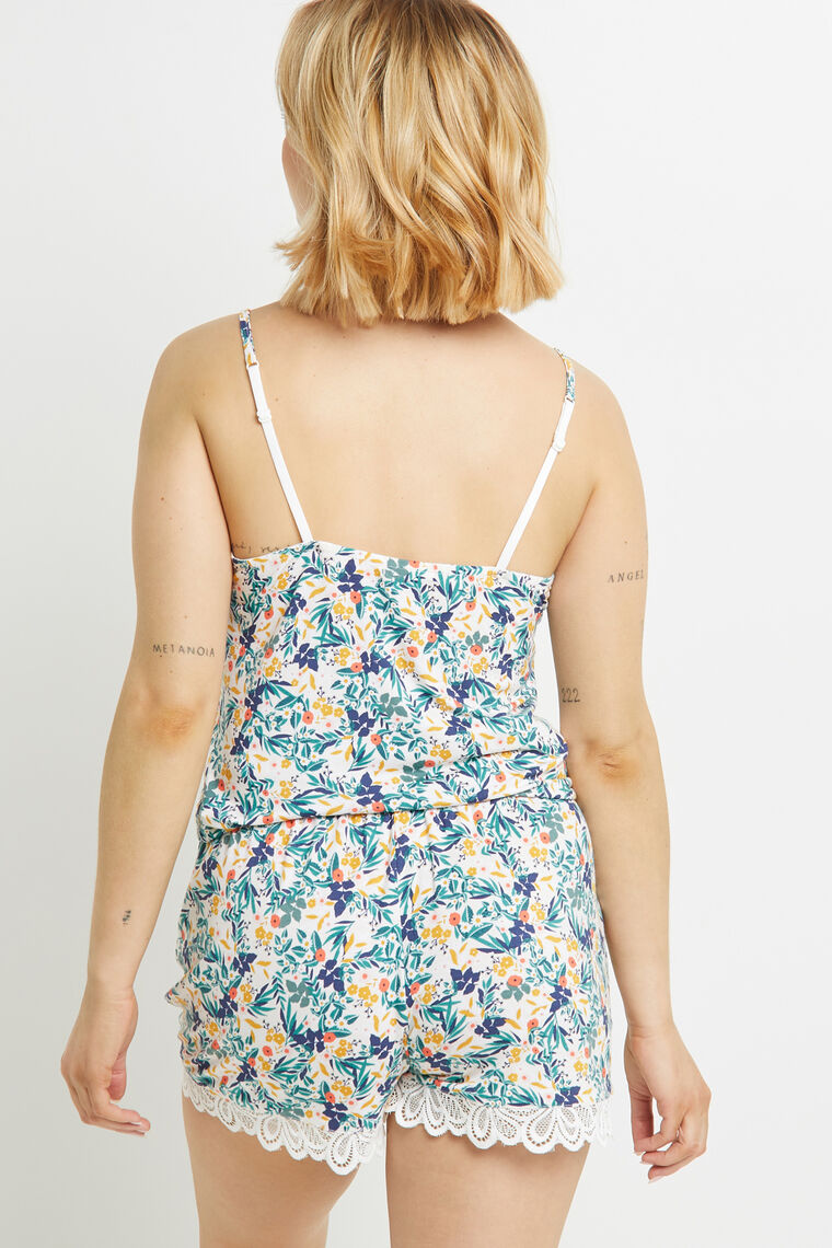 SHORT VISCOSE BLANC/VERT