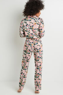 AROME PANTALON DROIT VISCOSE VERT/ROSE