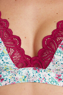 SYARA SOUTIEN-GORGE SANS ARMATURES IVOIRE/FRAMBOISE