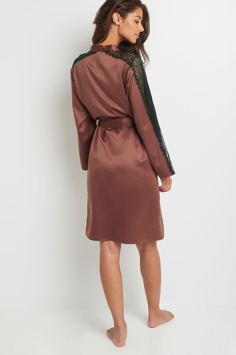 DESHABILLE SATIN NOIR/GRENAT