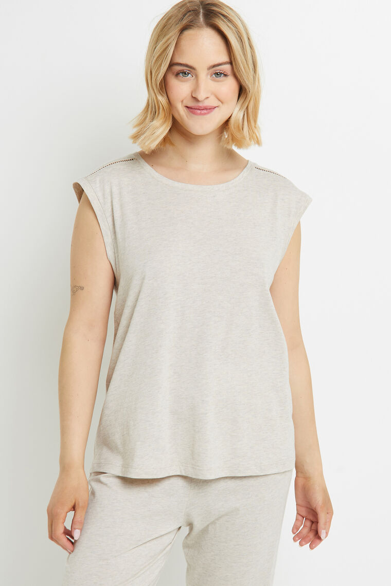 TEE SHIRT MANCHES COURTES COTON BEIGE