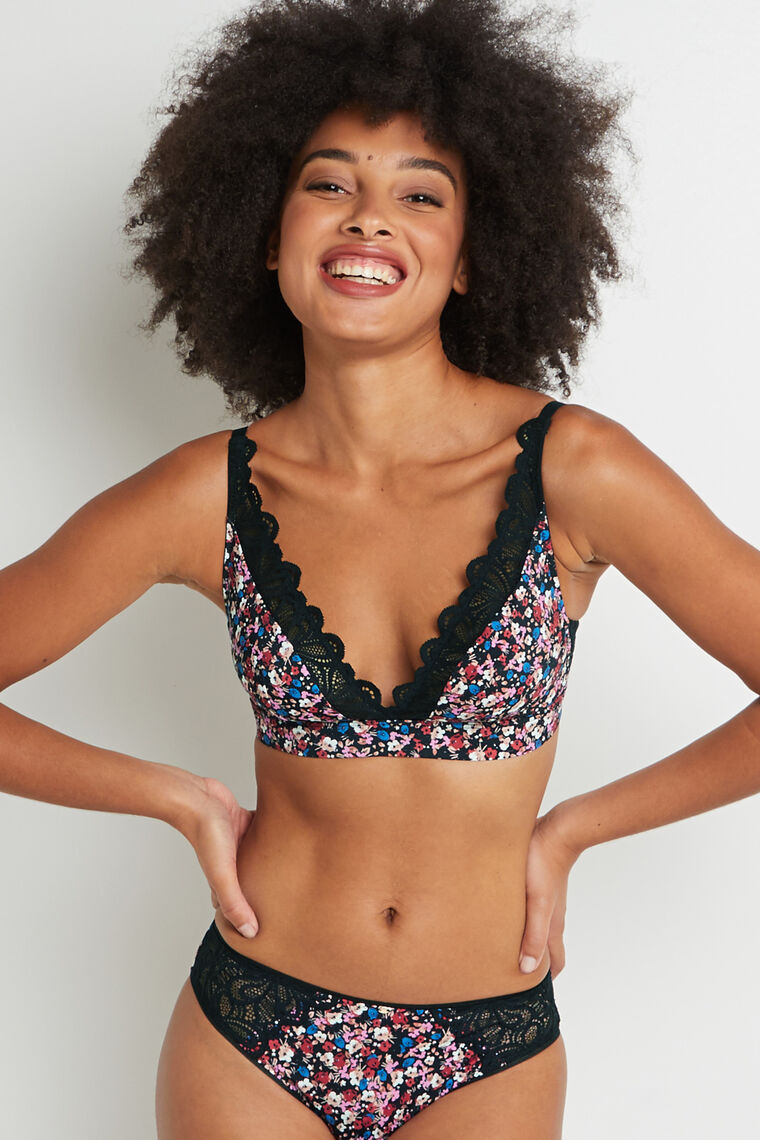 SOUTIEN-GORGE SANS ARMATURES NOIR/ROSE