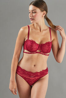 APOLLON SHORTY STRING DENTELLE BORDEAUX