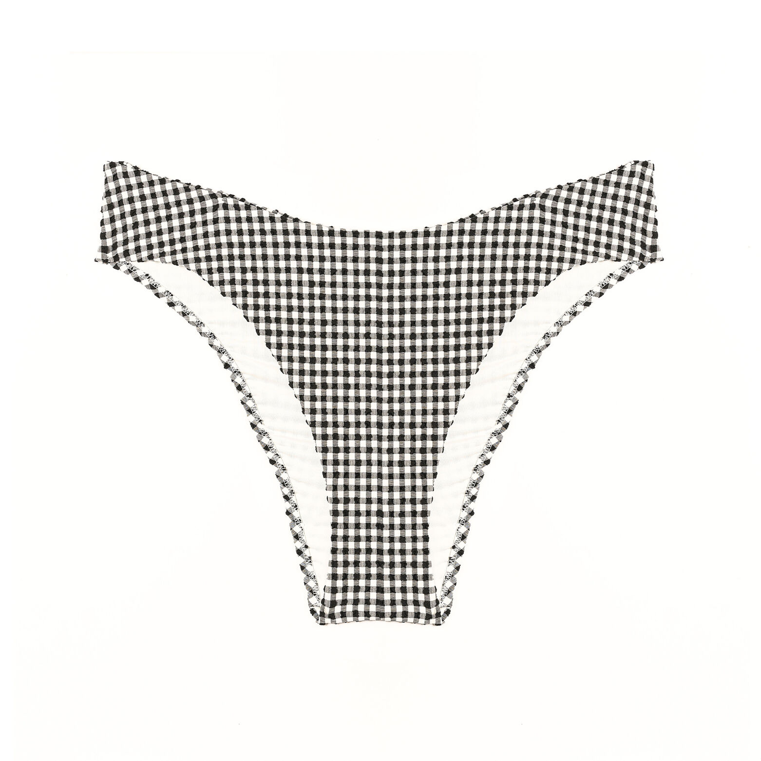 BONNIE Maillot culotte echancr&eacute;e vichy BLANC/NOIR