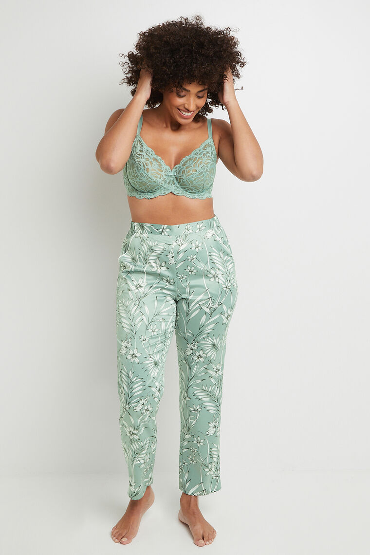 PANTALON SATIN IMPRIME Vert clair