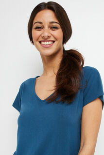 BAMBOU T-SHIRT MANCHES COURTES PETROLE