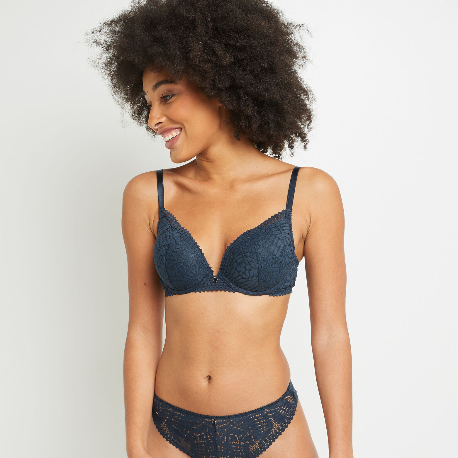 BIANCA SOUTIEN-GORGE PUSH UP DENTELLE PETROLE