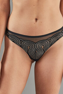 ARTEMIS TANGA TULLE BRODE NOIR/ARGENT