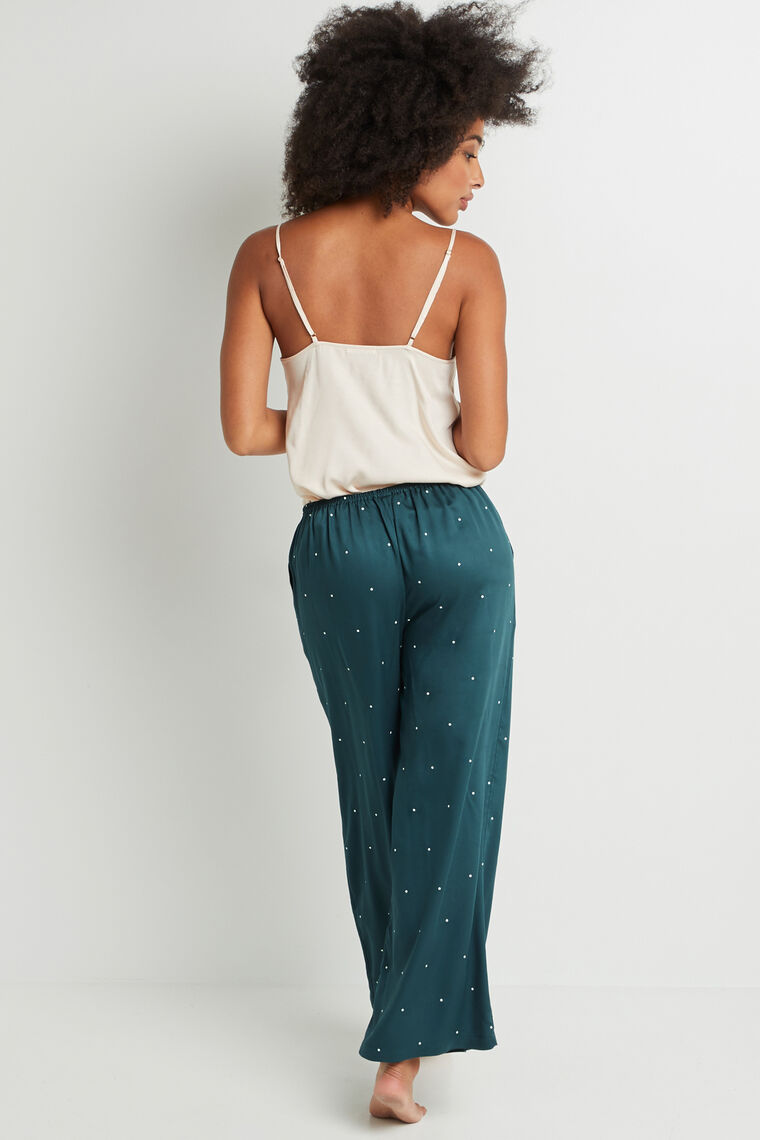 PANTALON PALAZZO VISCOSE VERT