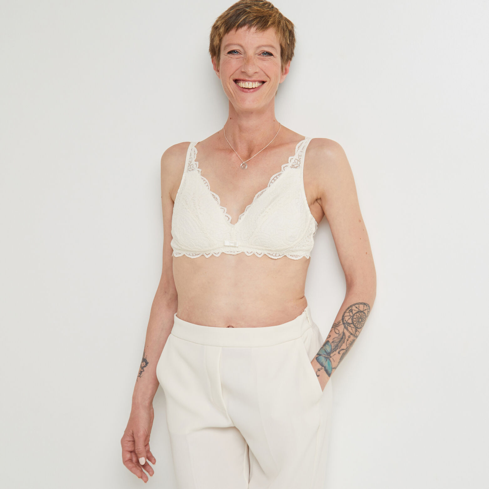 DENTELLE SOUTIEN-GORGE FOULARD POST-OP ECRU