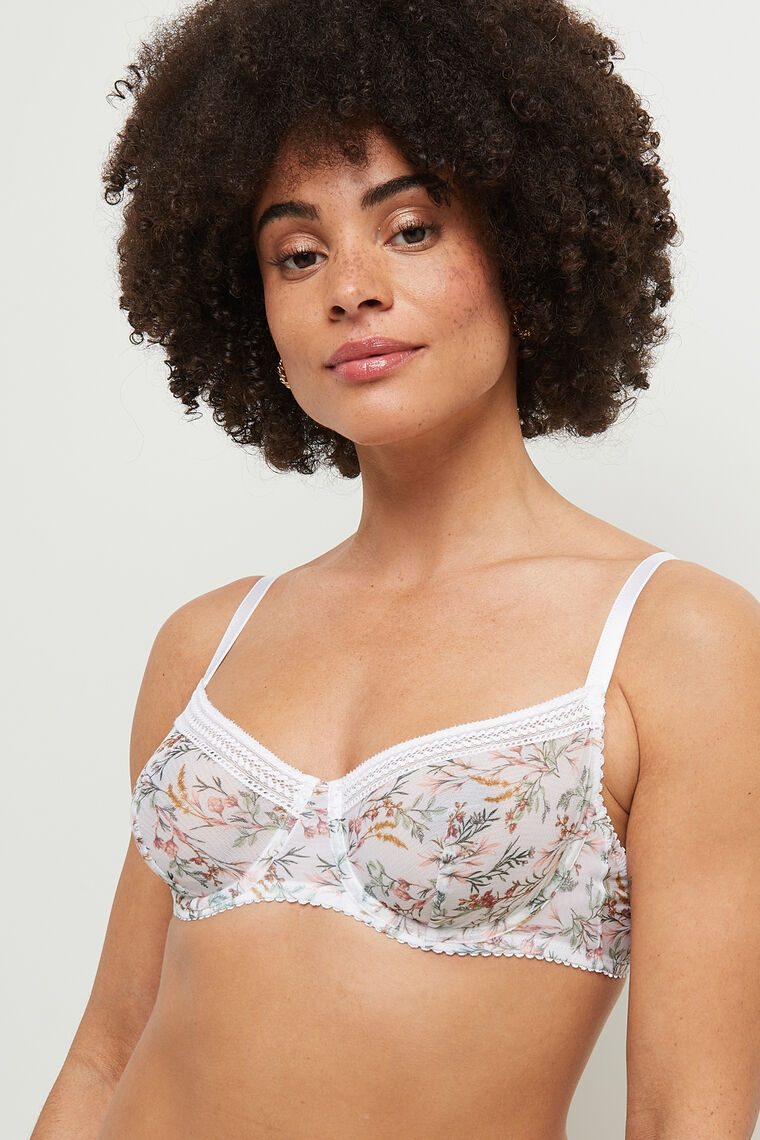 SOUTIEN-GORGE CORBEILLE IMPRIME MULTICO BLANC