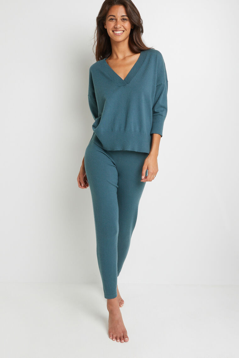 LEGGING MAILLE BLEU