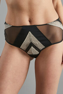 BAZILIA STRING TAILLE HAUTE TULLE BRODE NOIR