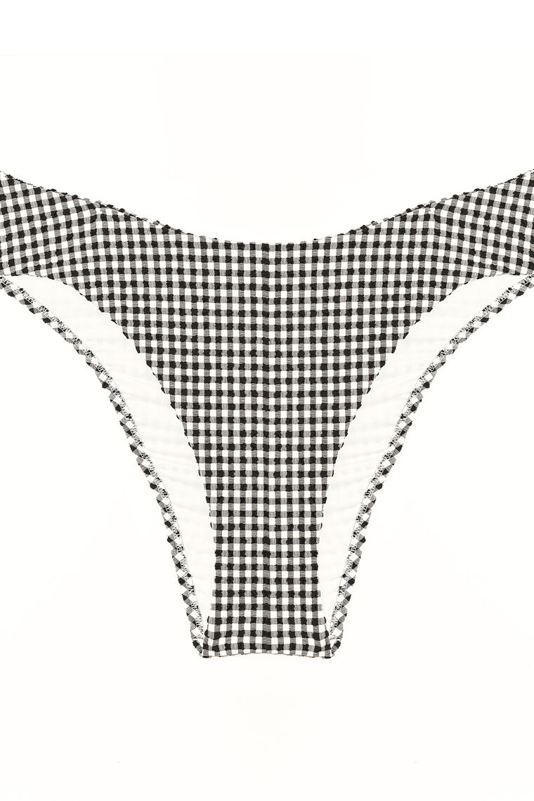 Maillot culotte echancr&eacute;e vichy BLANC/NOIR