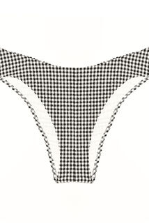 BONNIE Maillot culotte echancr&eacute;e vichy BLANC/NOIR