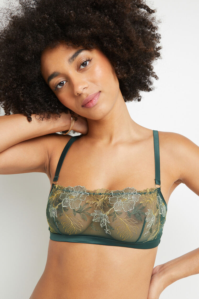 SOUTIEN-GORGE BRASSIERE TULLE VERT FONCE