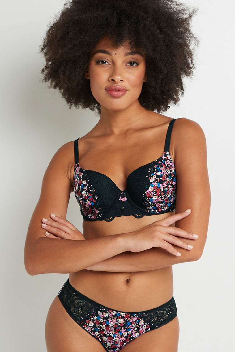 SOUTIEN-GORGE AMPLI EMBOITANT NOIR/ROSE