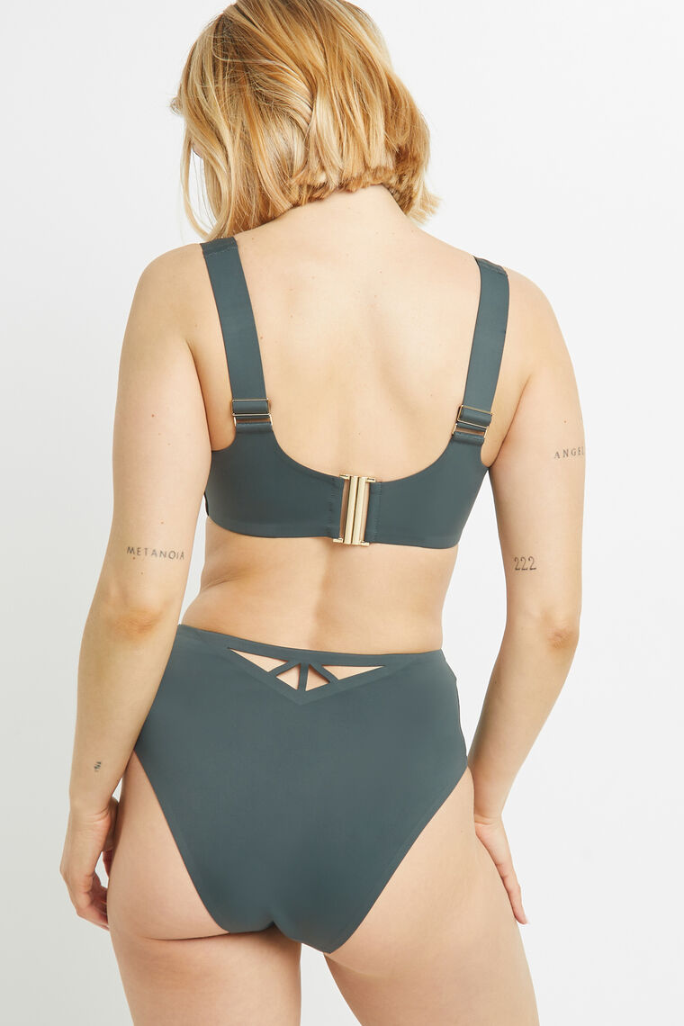 MAILLOT DE BAIN CULOTTE HAUTE VERT FONCE