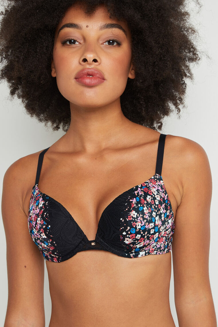 SOUTIEN-GORGE PUSH UP NOIR/ROSE