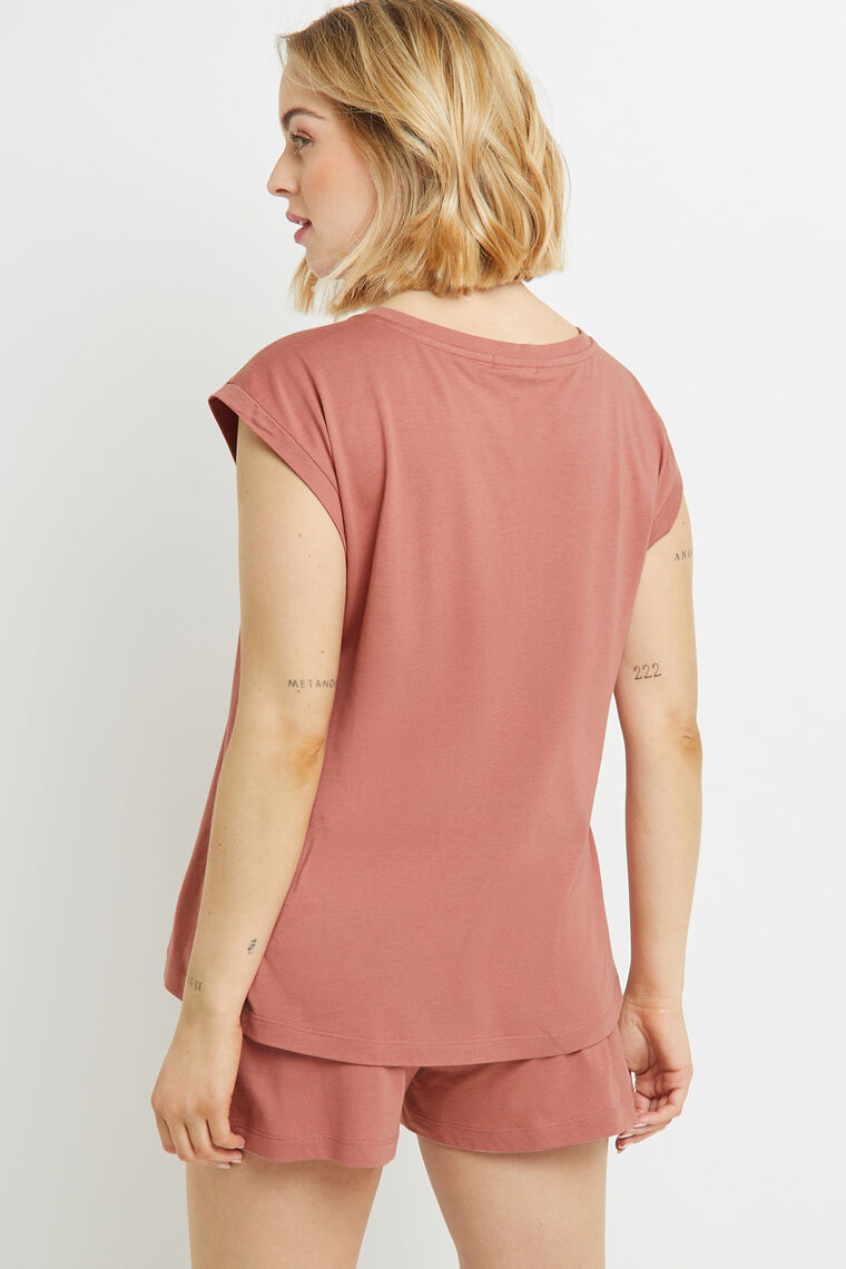 TEE SHIRT MANCHES COURTES COTON ROSE