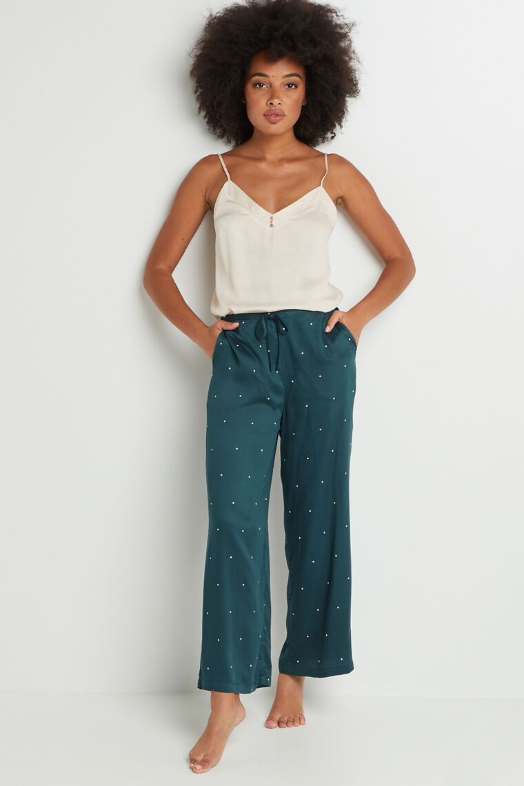 PANTALON PALAZZO VISCOSE VERT