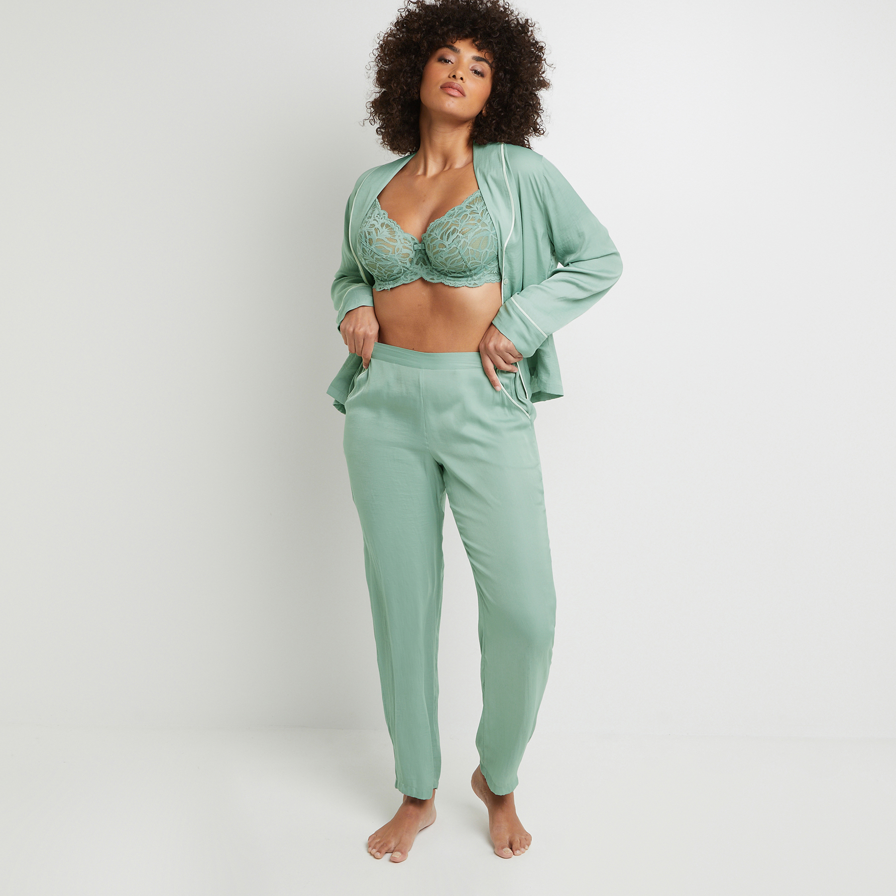 BERLIOZ PANTALON SATIN MAT Vert clair