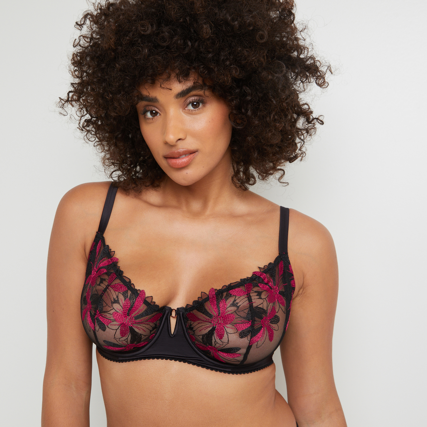 BETTY SOUTIEN-GORGE CORBEILLE BRODE MULTICO NOIR