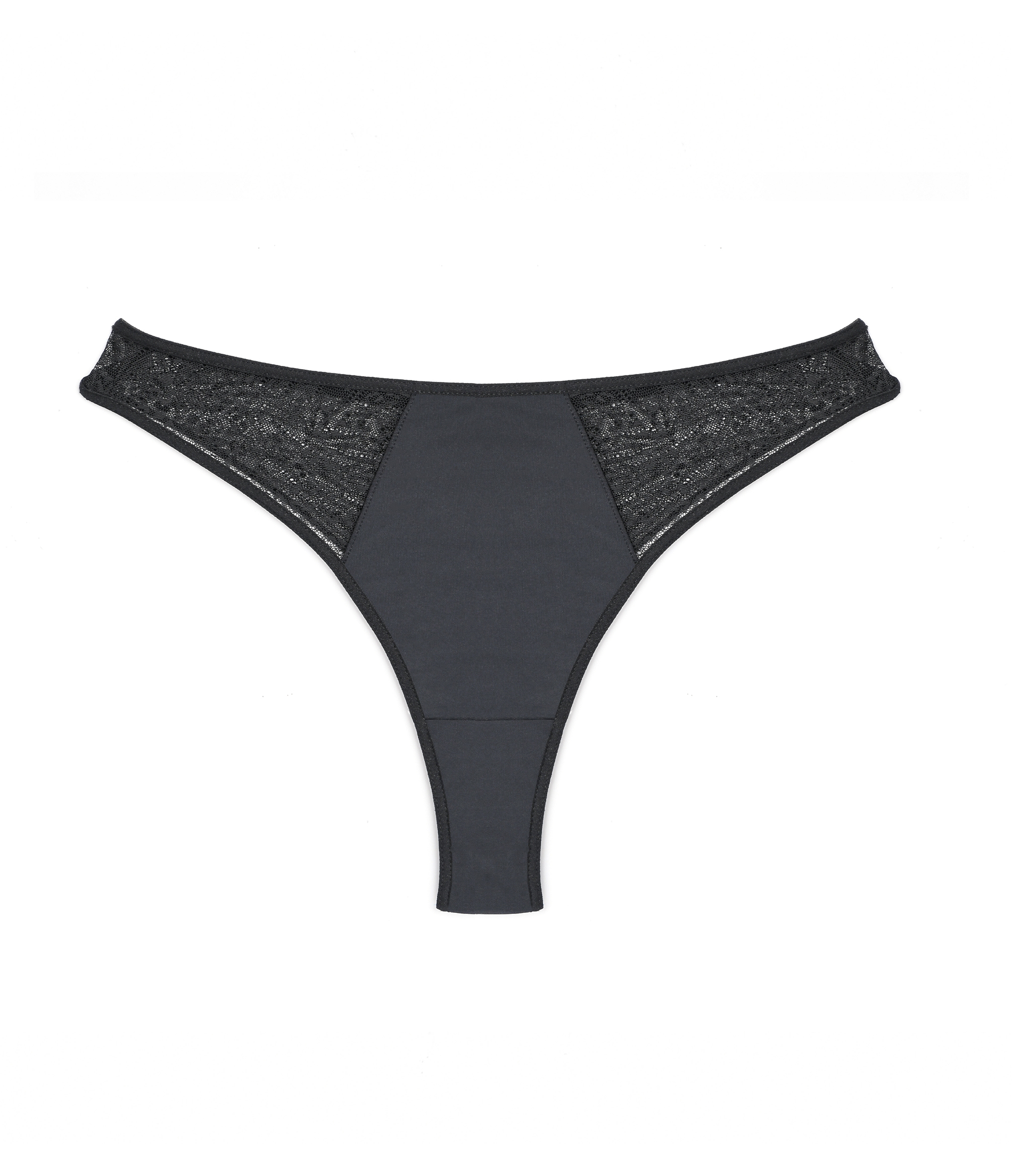 Tanga microfibre et tulle NOIR