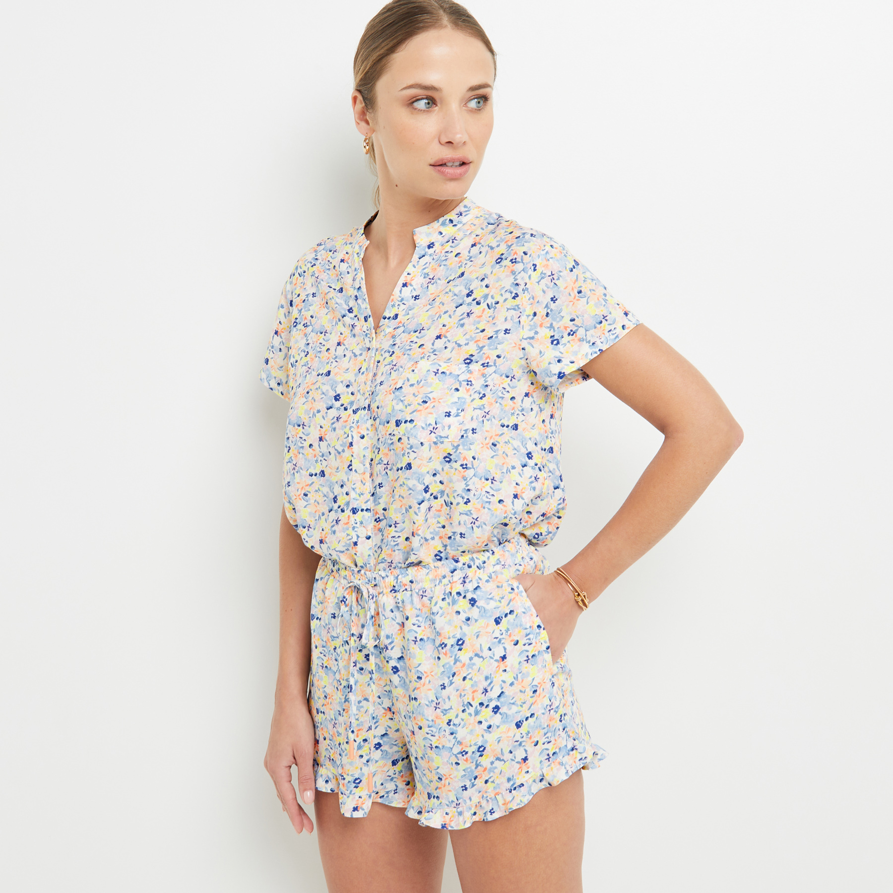 SHORT IMPRIME MULTICO BLEU