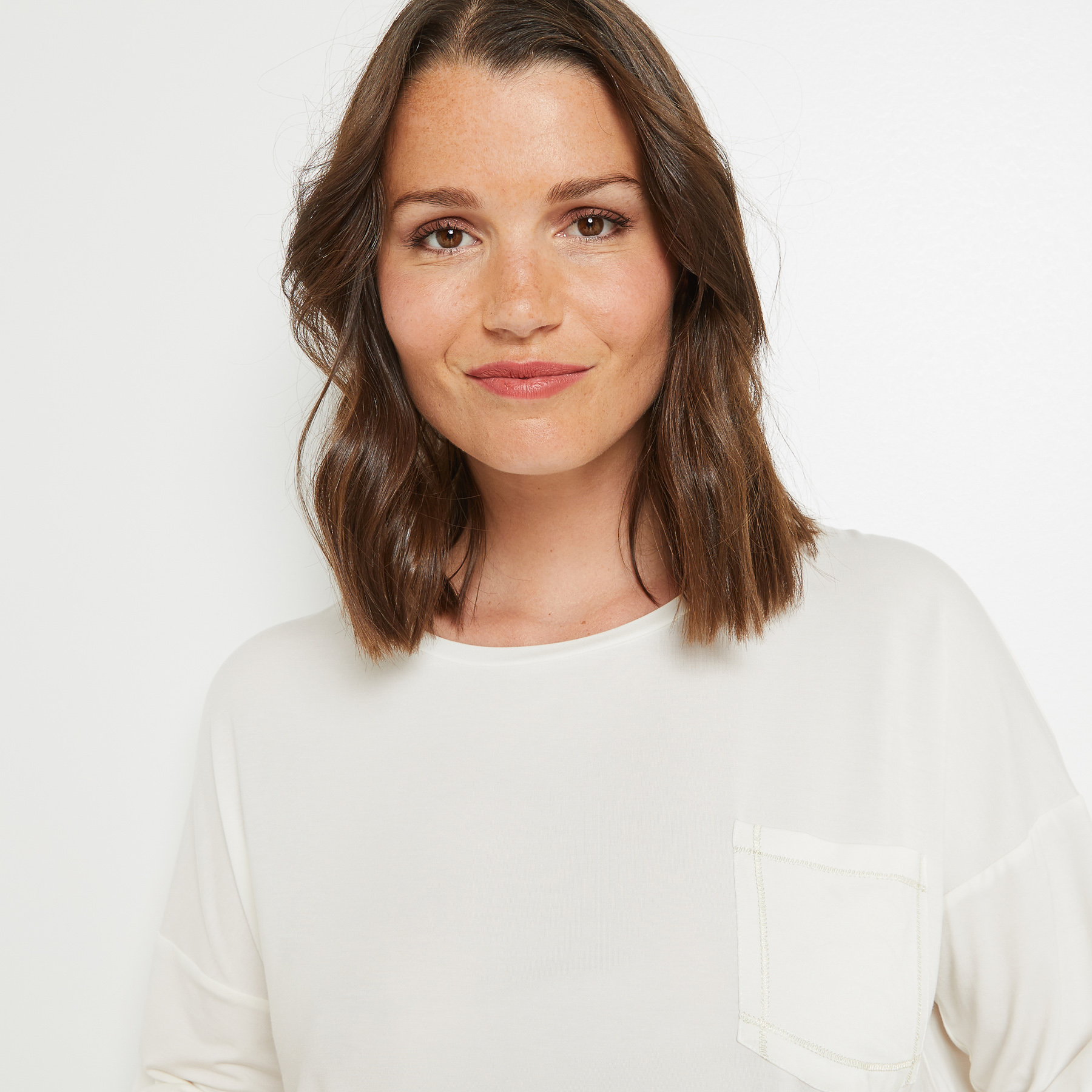 ABBY TEE SHIRT MANCHES COURTES MODAL IVOIRE