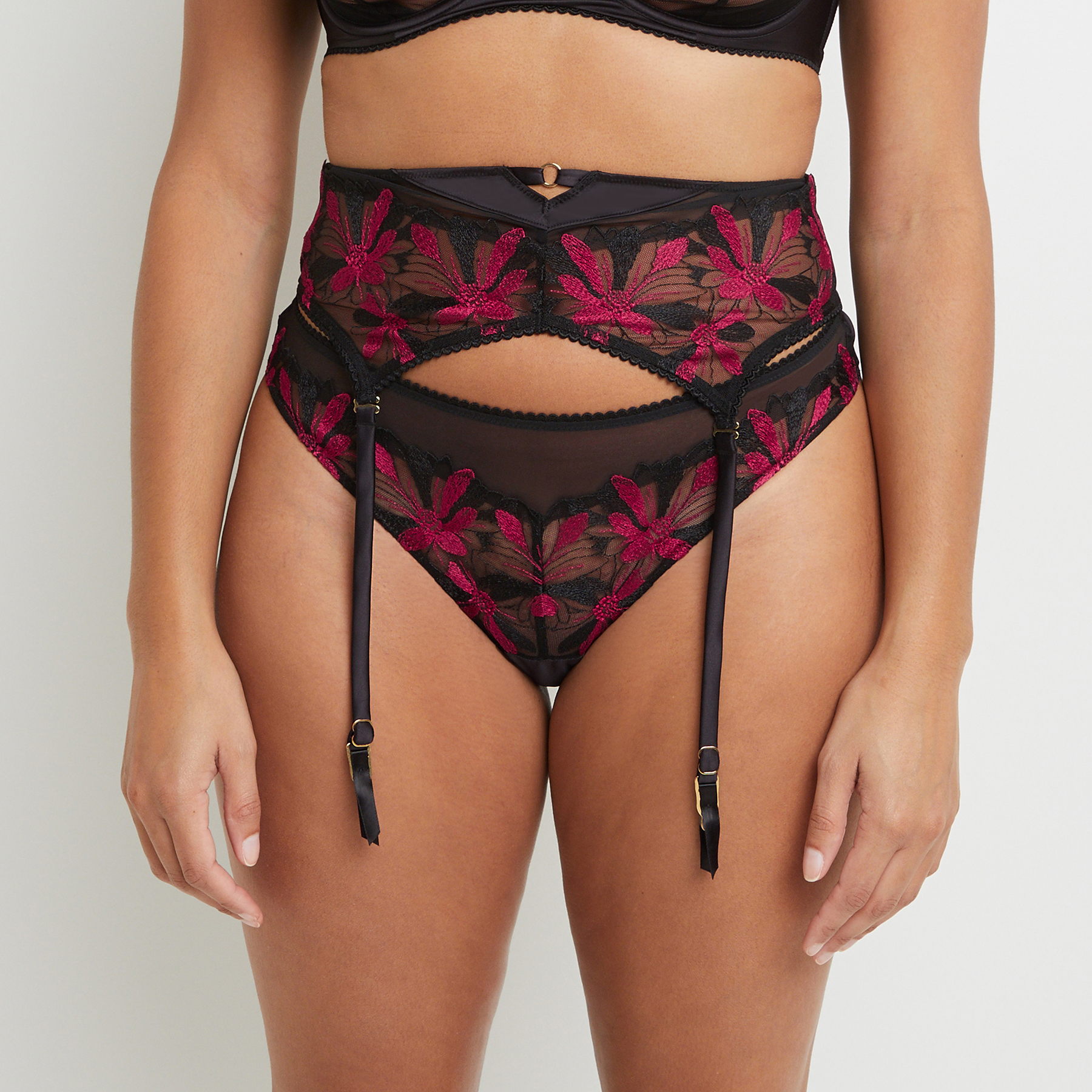 BETTY SERRE-TAILLE TULLE BRODE MULTICO NOIR