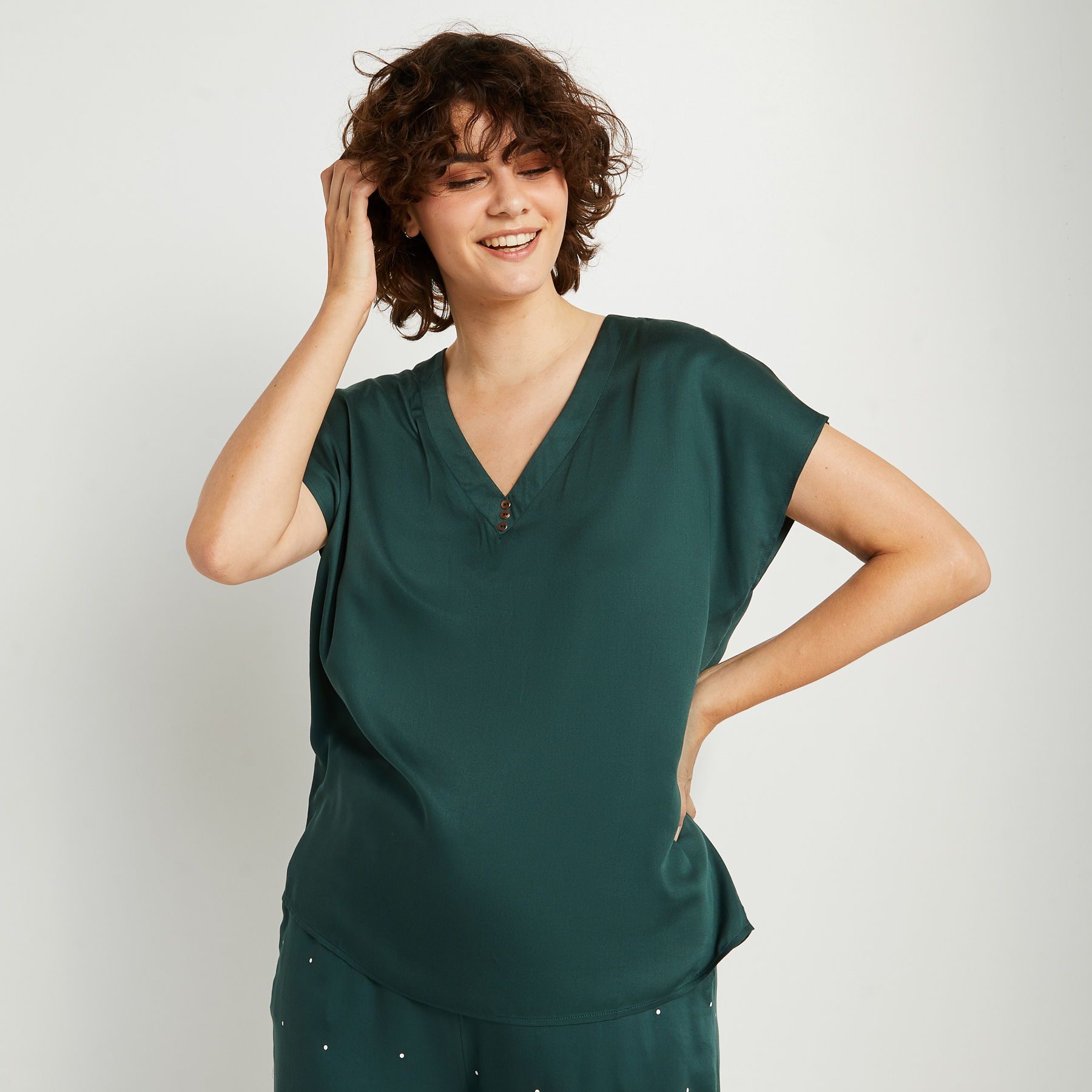 AROME TEE SHIRT MANCHES COURTES VISCOSE VERT