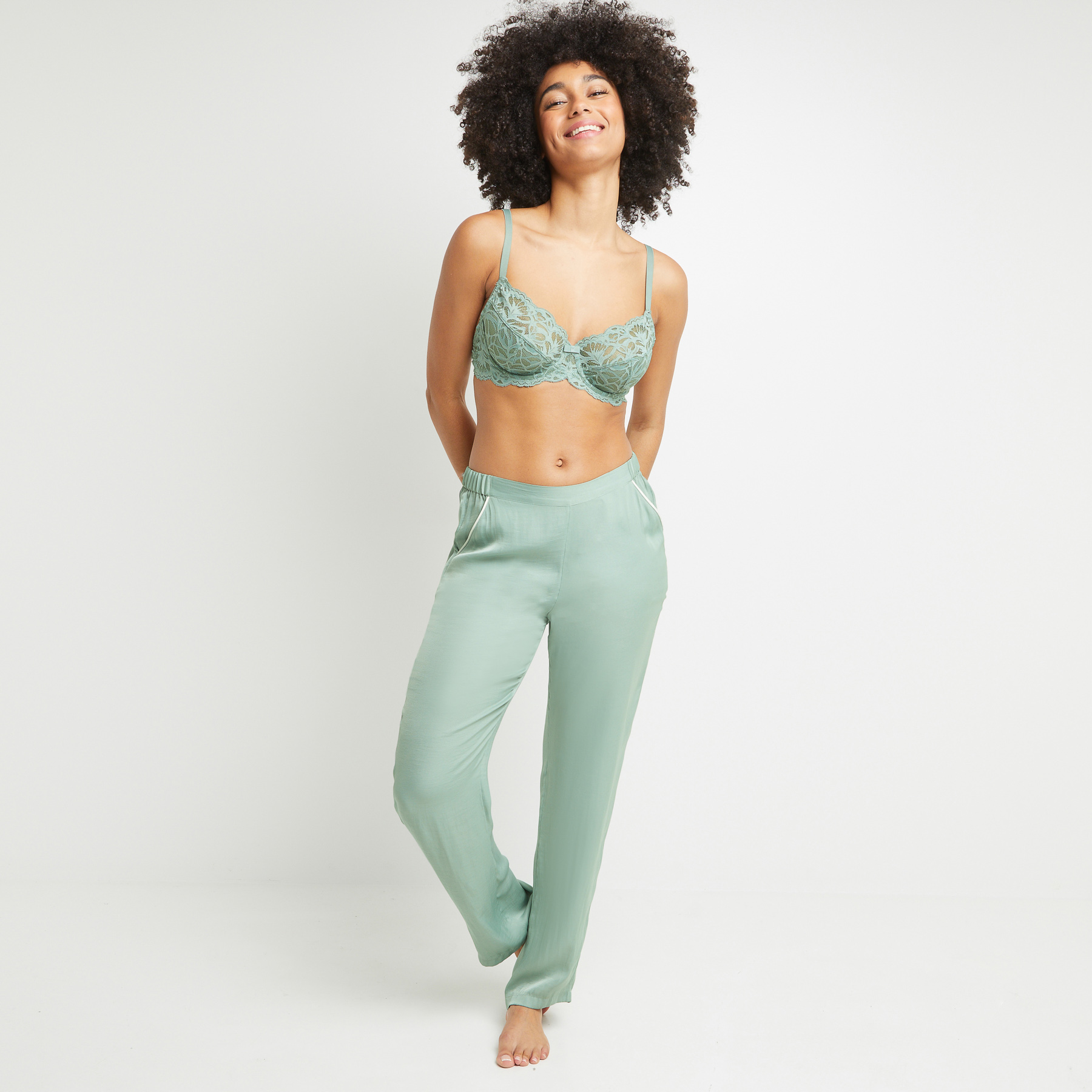 BERLIOZ PANTALON SATIN MAT Vert clair