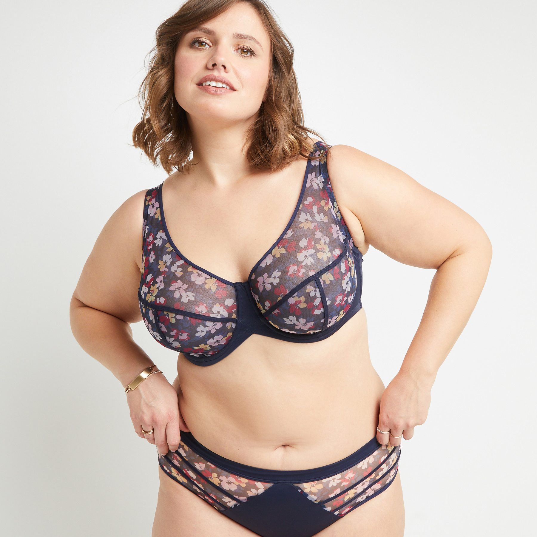 BLANCHE SOUTIEN-GORGE GRANDS BONNETS MULTICO BLEU