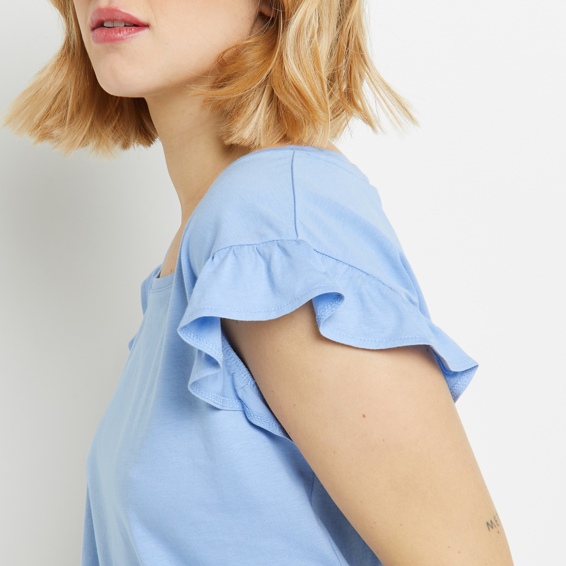 TEE SHIRT MANCHES COURTES COTON BLEU CLAIR