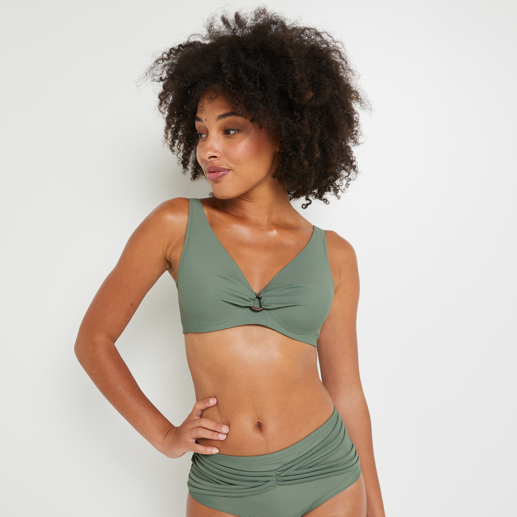 MAILLOT DE BAIN EMBOITANT KAKI