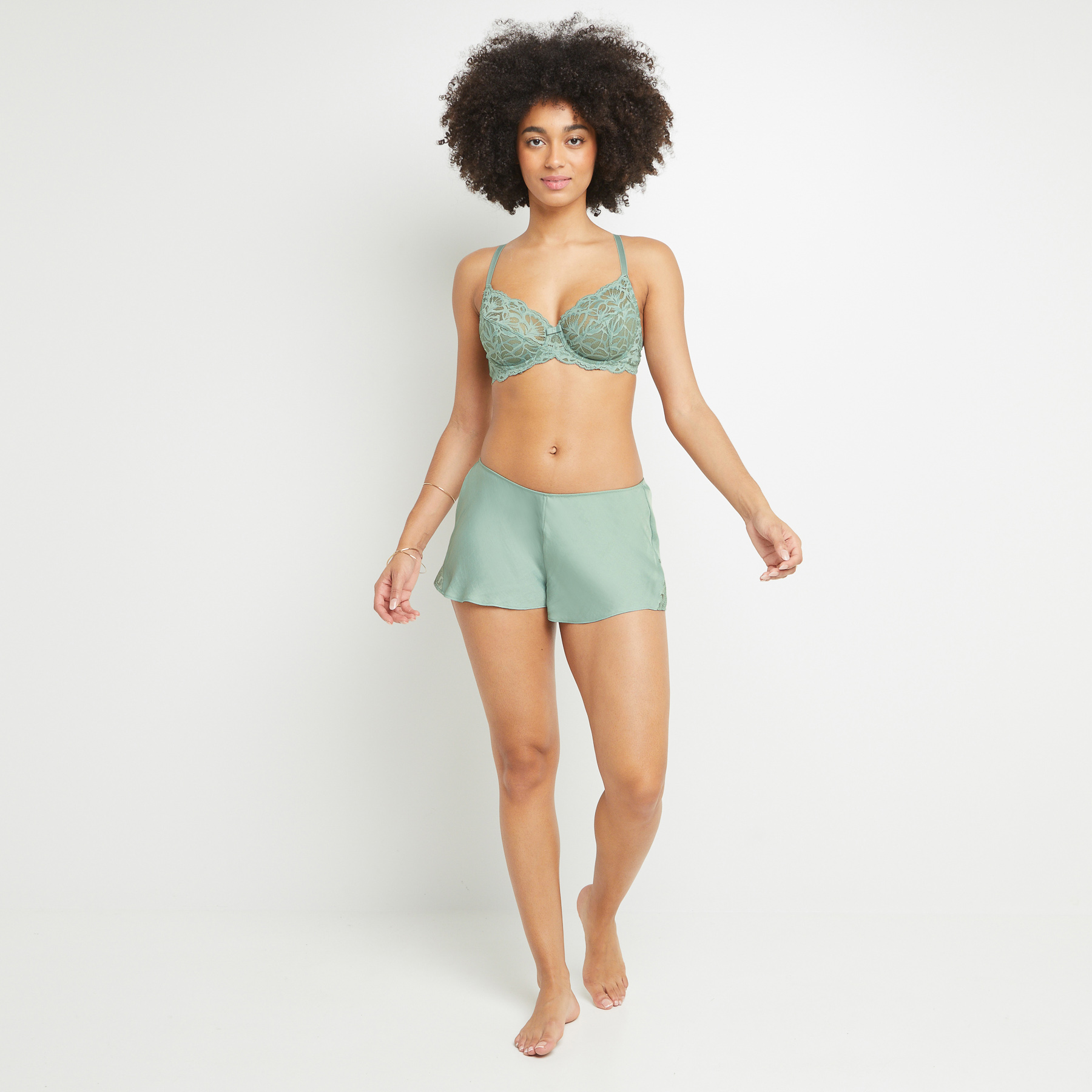 SHORT SATIN MAT Vert clair