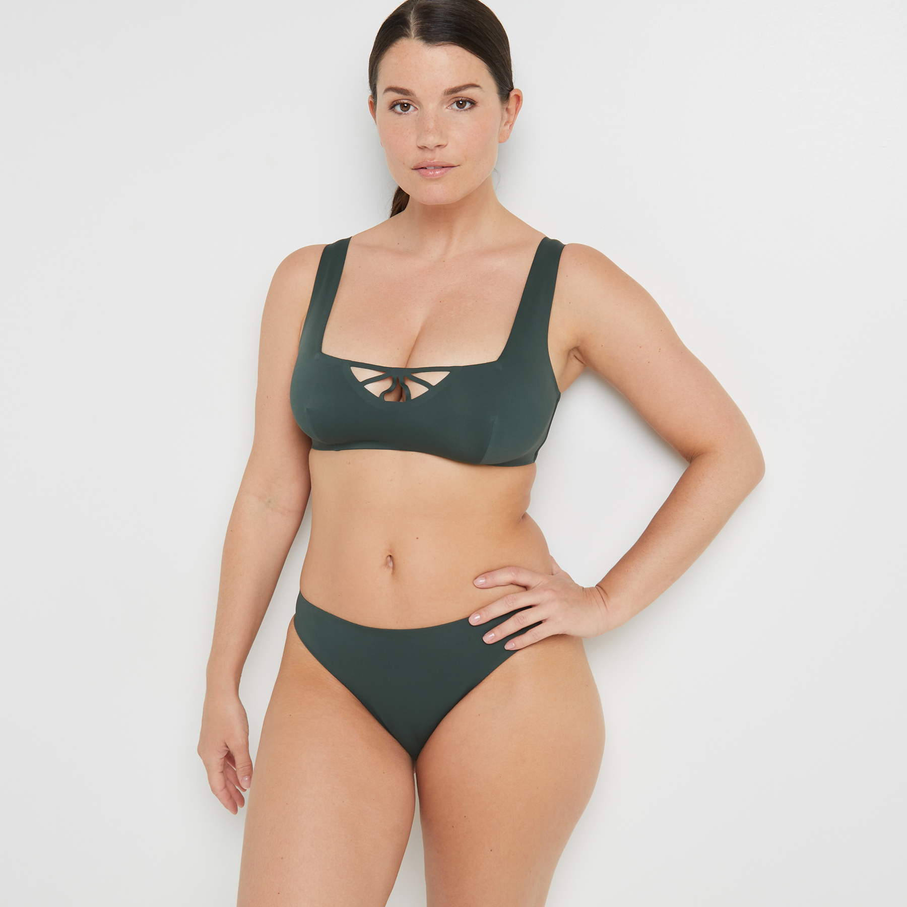 LISA MAILLOT DE BAIN SLIP MIDI VERT FONCE