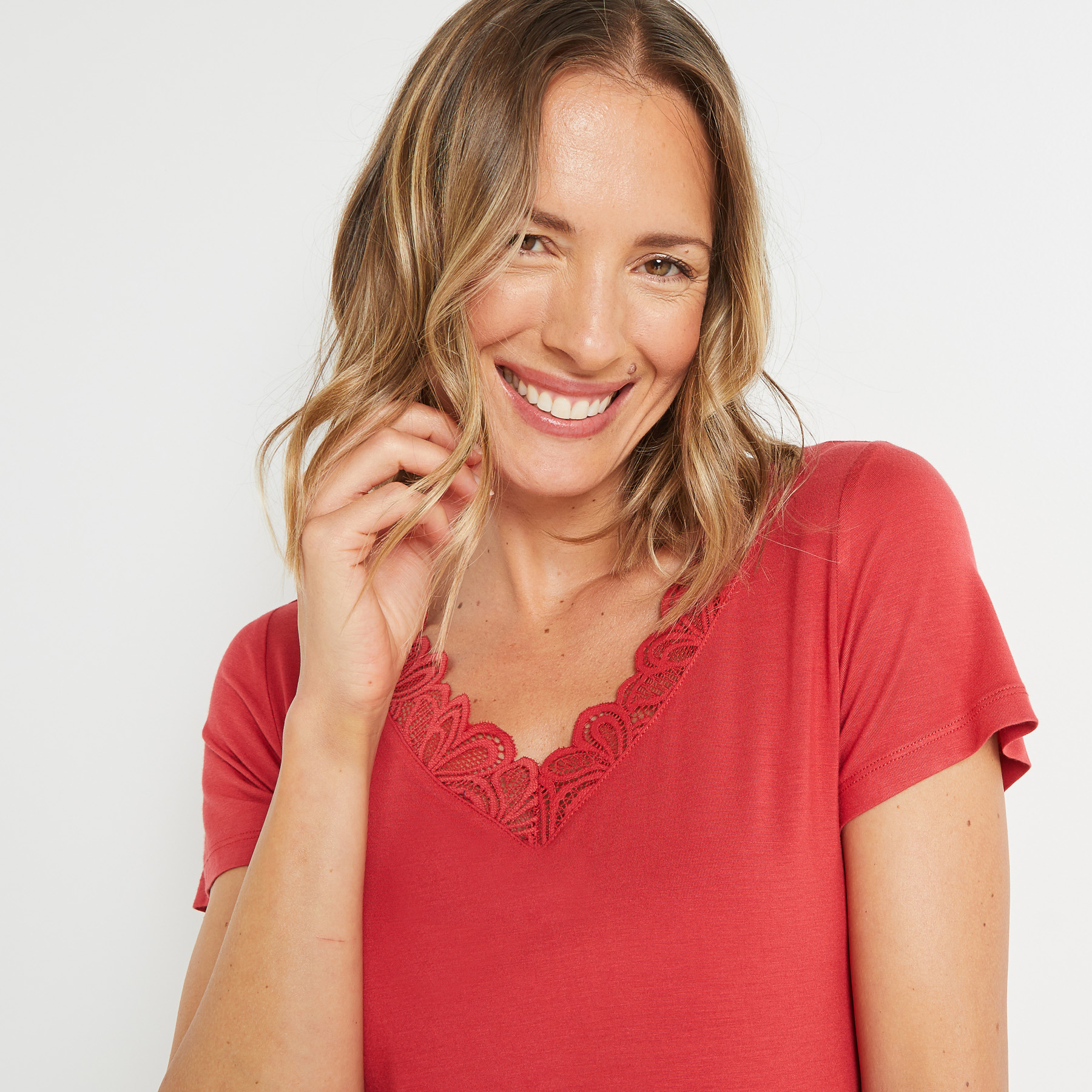 SYARA TEE SHIRT MANCHES COURTES ROSE