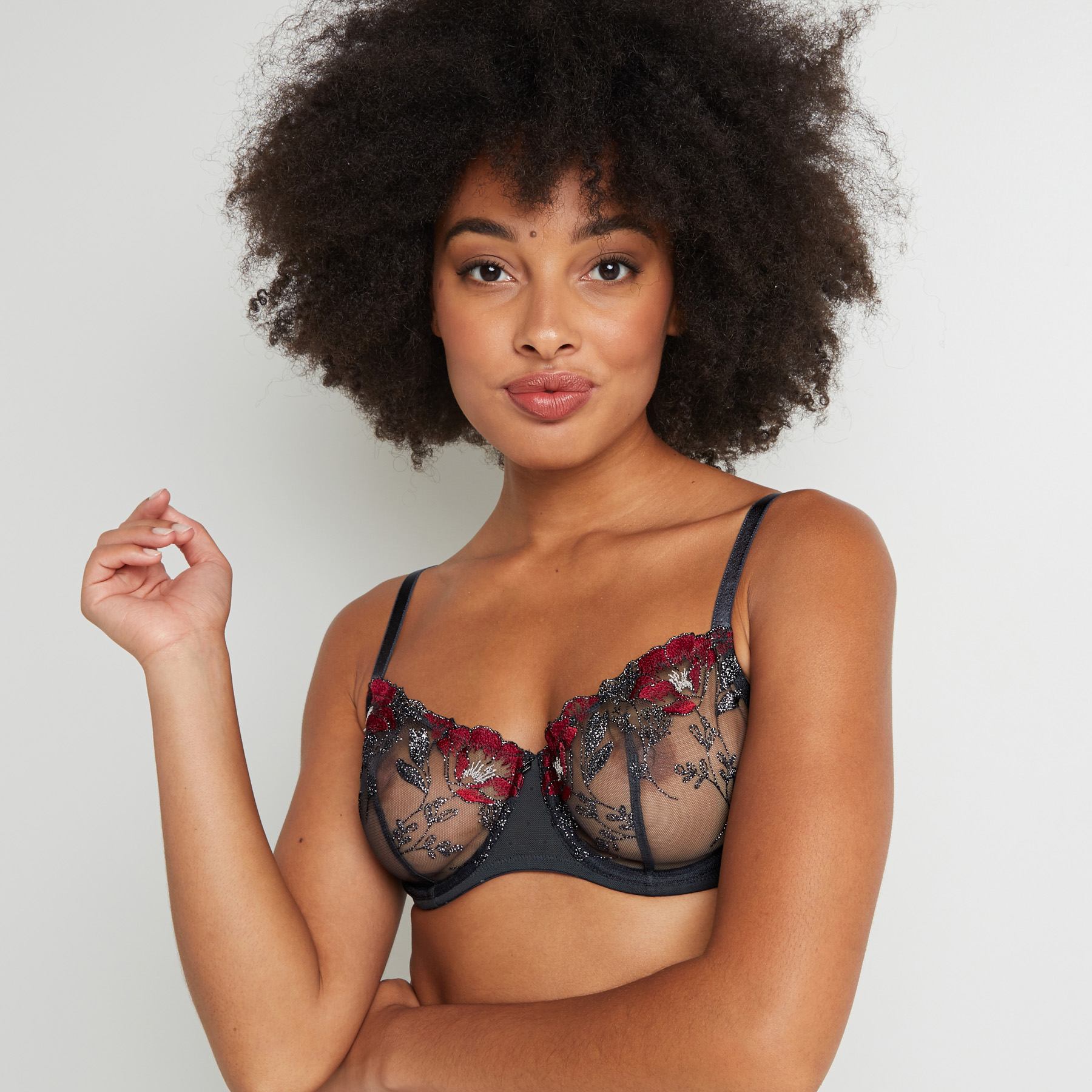 SOUTIEN-GORGE CORBEILLE GRIS/ROUGE