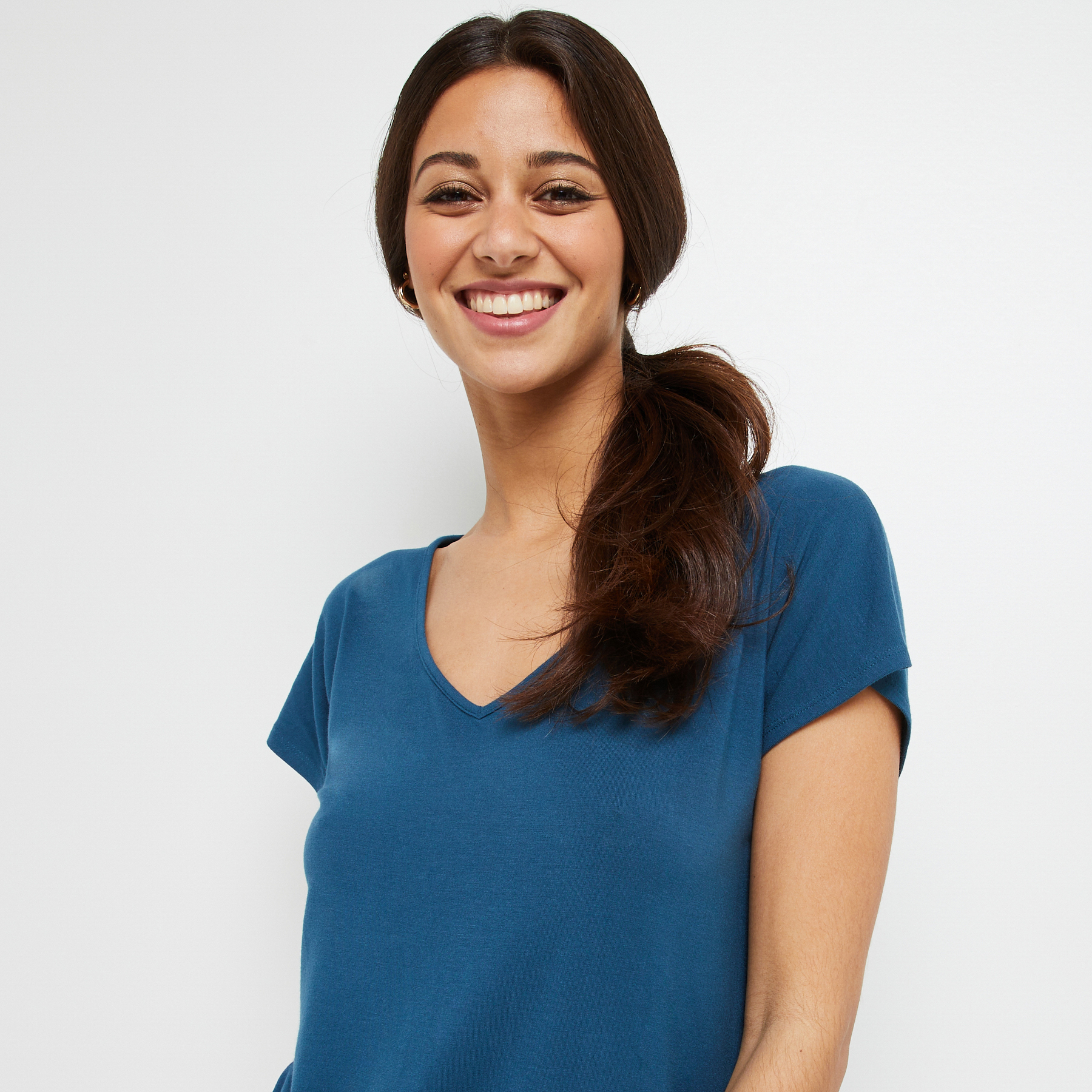 BAMBOU T-SHIRT MANCHES COURTES PETROLE