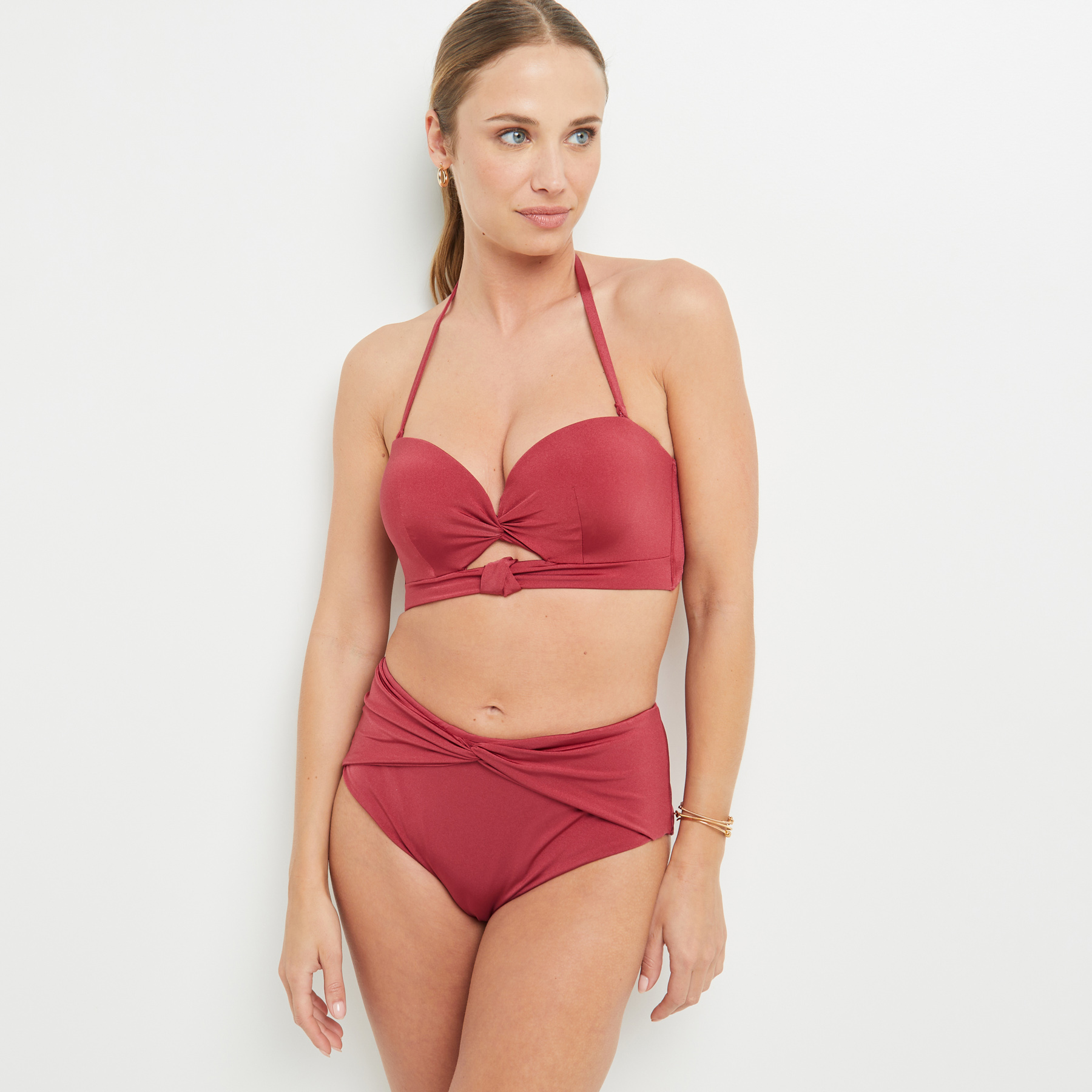 LEONIE MAILLOT DE BAIN CULOTTE HAUTE BORDEAUX