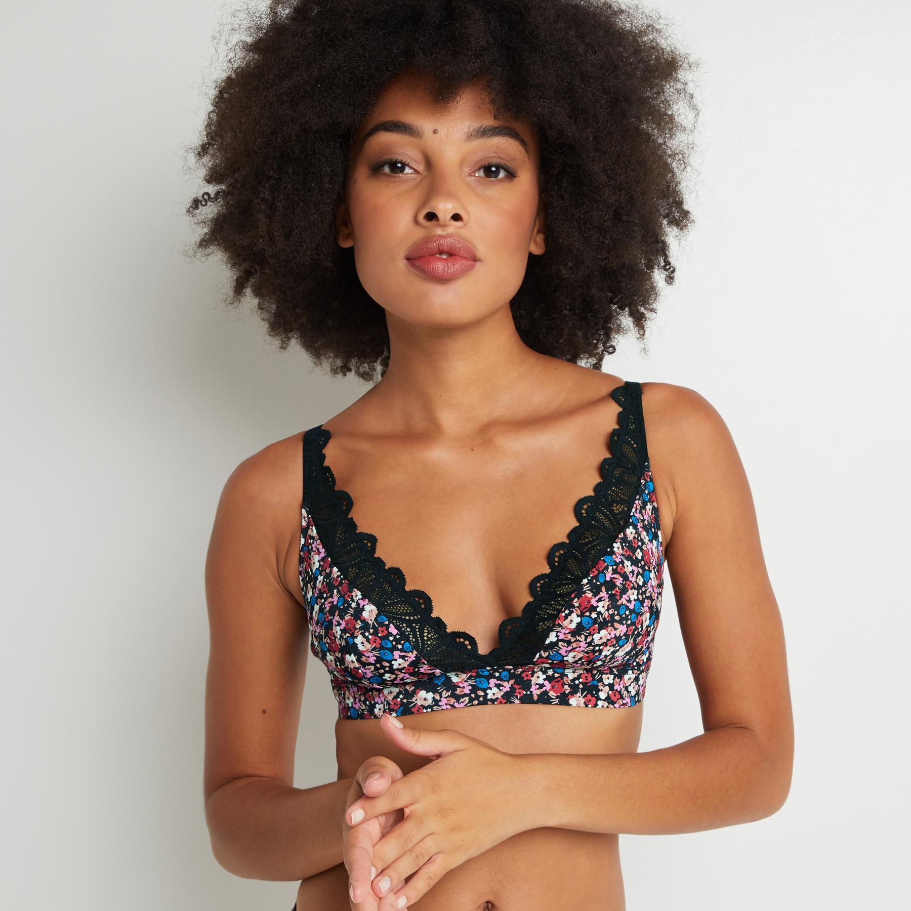 SYARA SOUTIEN-GORGE SANS ARMATURES NOIR/ROSE