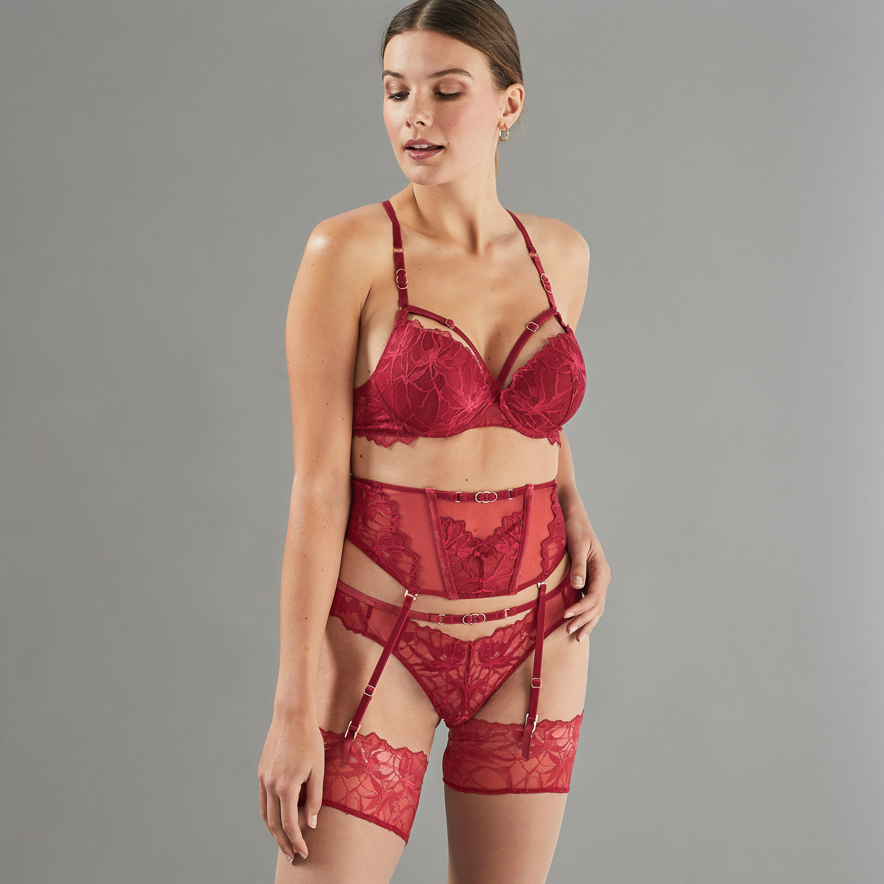 APOLLON SERRE-TAILLE DENTELLE BORDEAUX