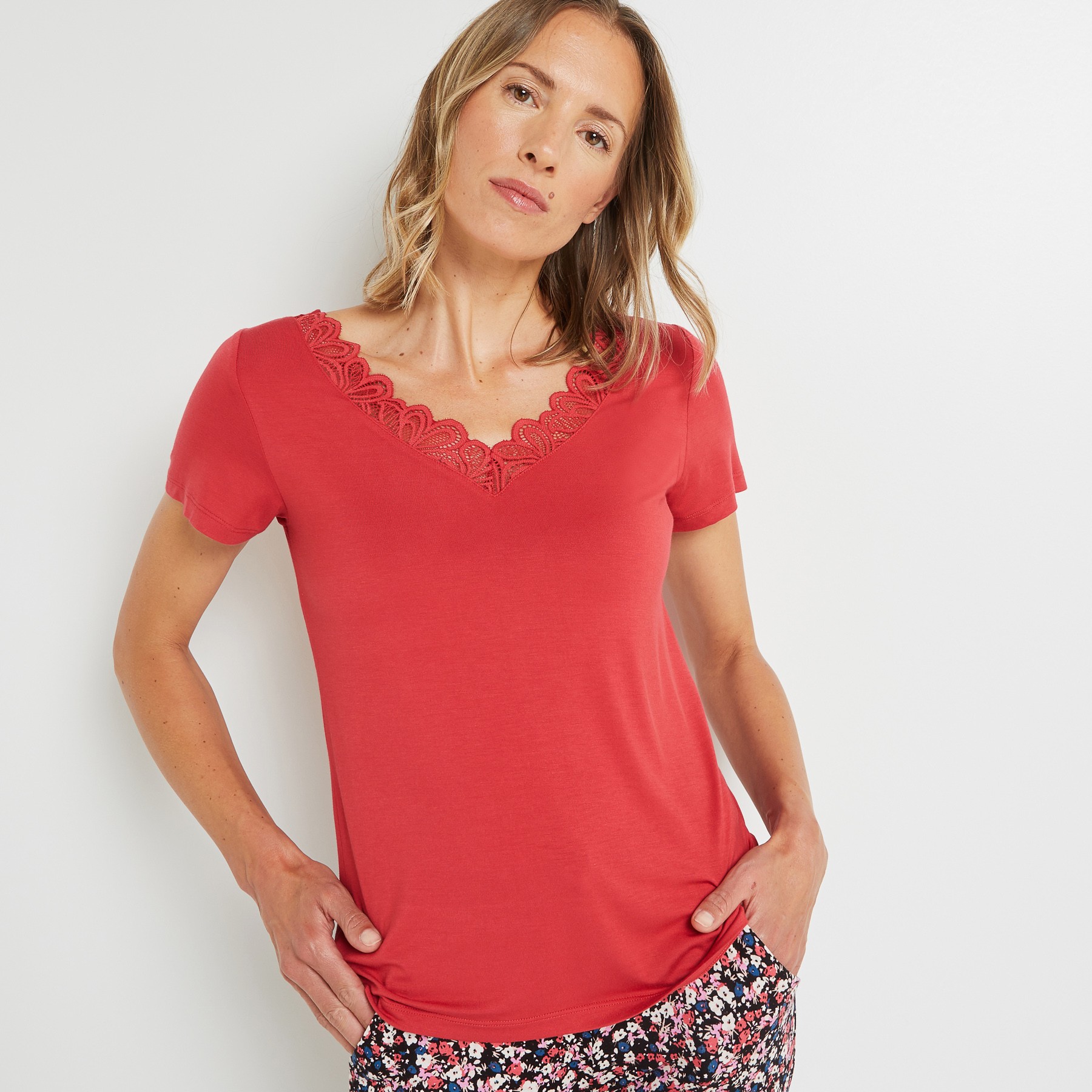 SYARA TEE SHIRT MANCHES COURTES ROSE