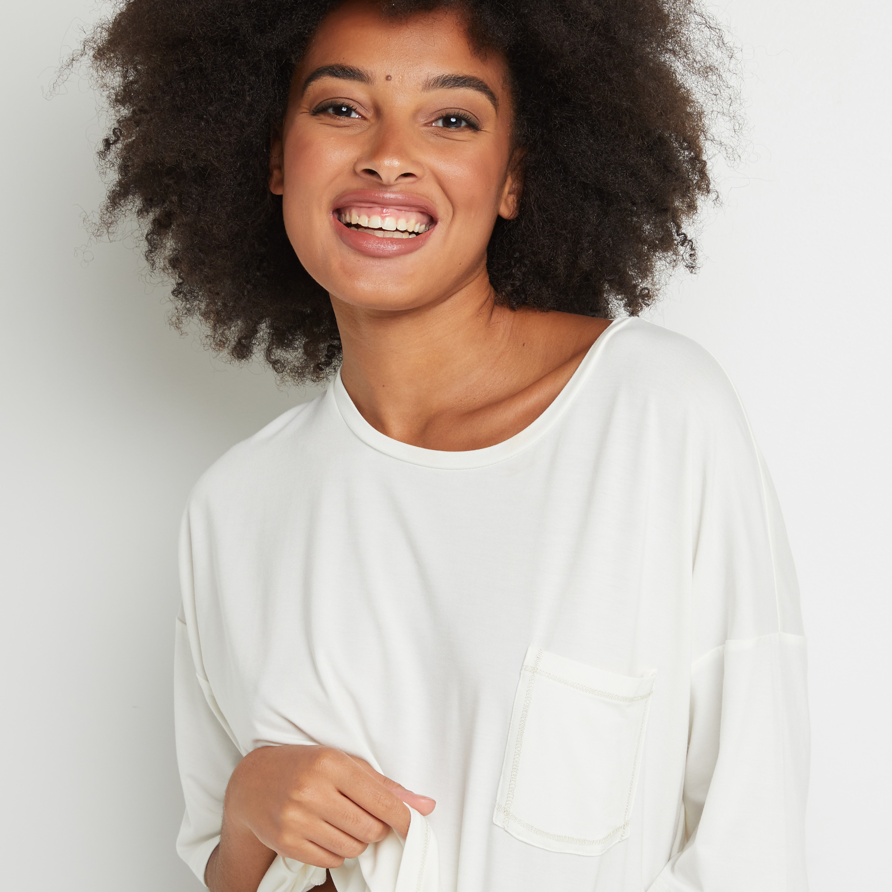 TEE SHIRT MANCHES COURTES MODAL IVOIRE