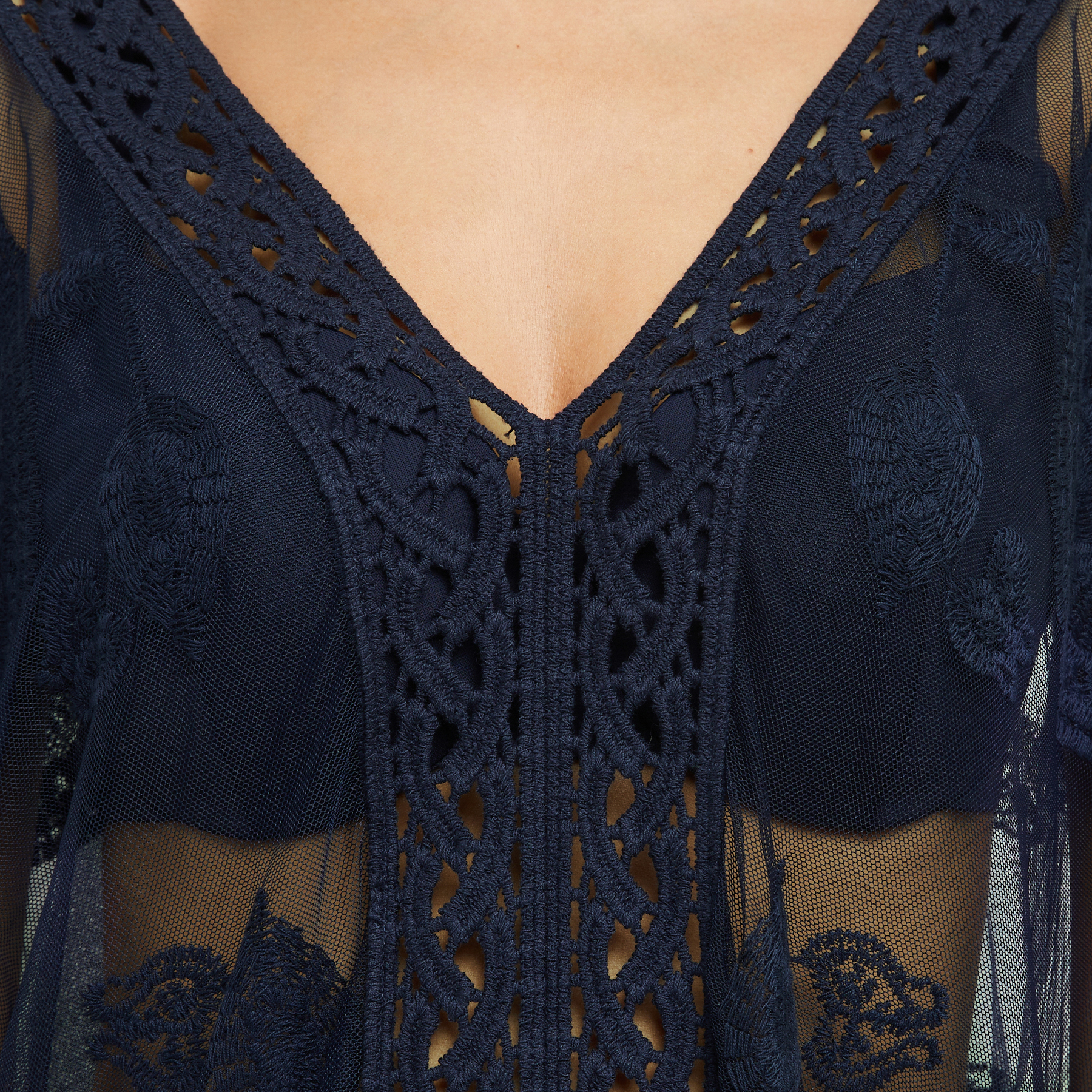 BEACHWEAR TUNIQUE BRODEE MARINE