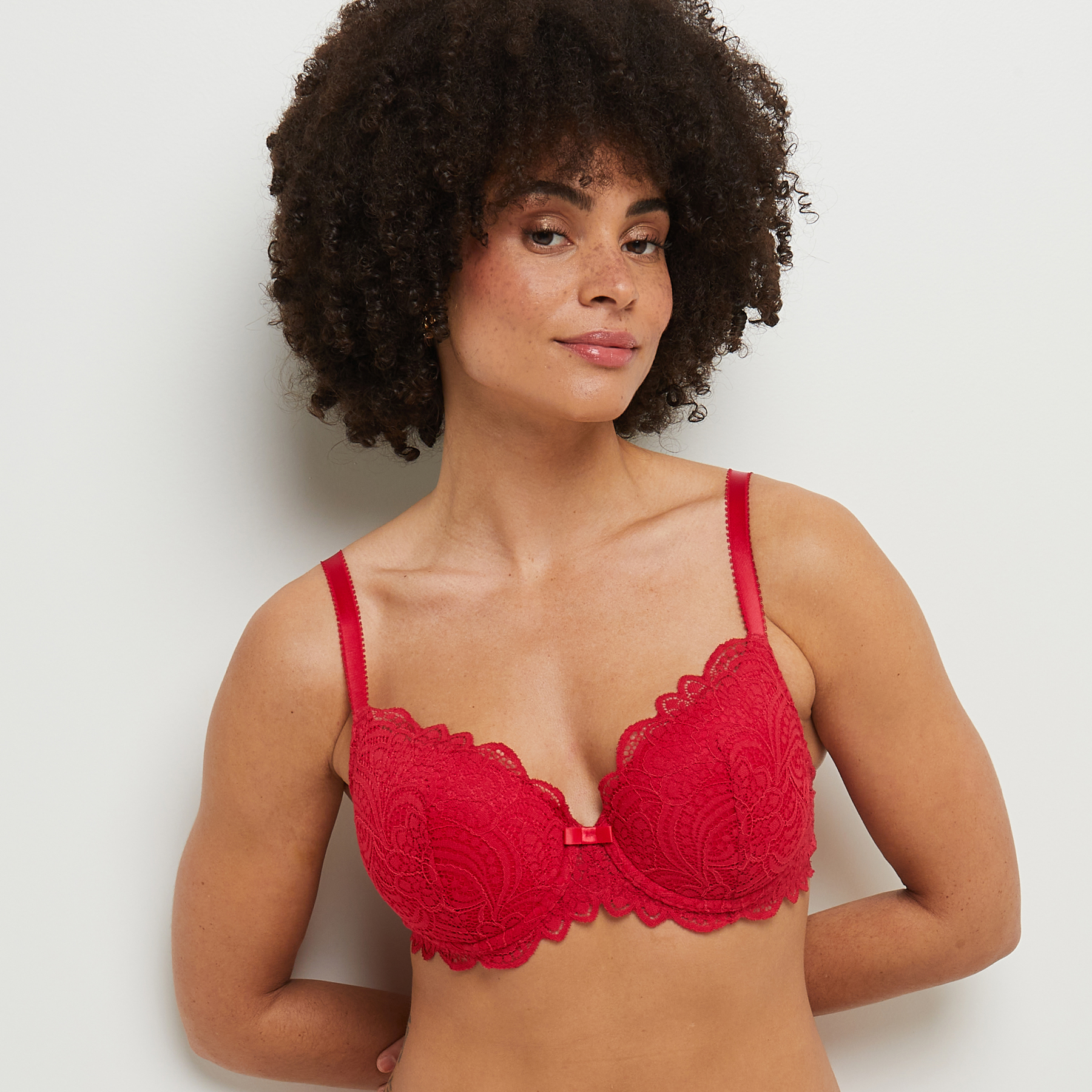 DENTELLE SOUTIEN-GORGE AMPLI EMBOITANT ROUGE