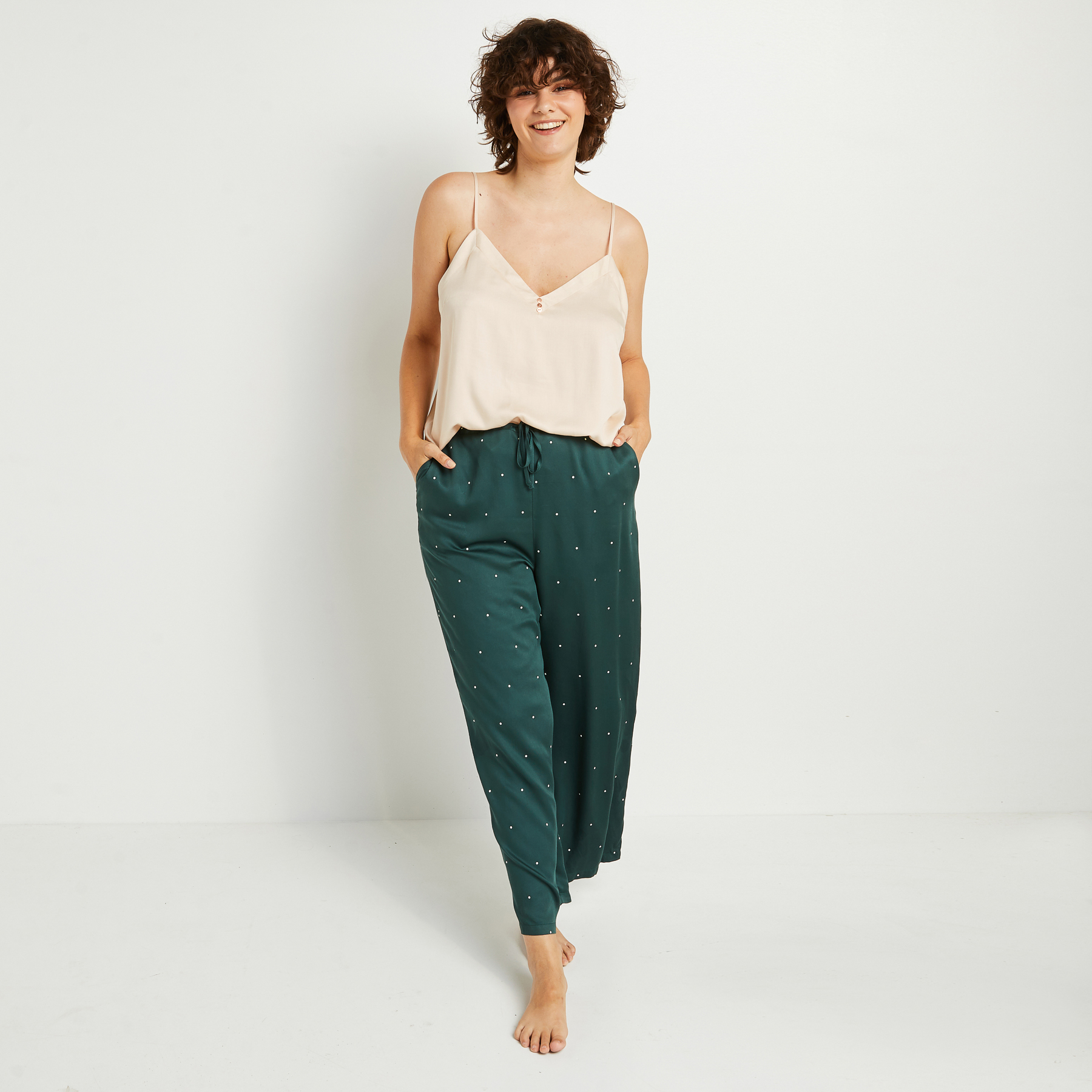 AROME PANTALON PALAZZO VISCOSE VERT