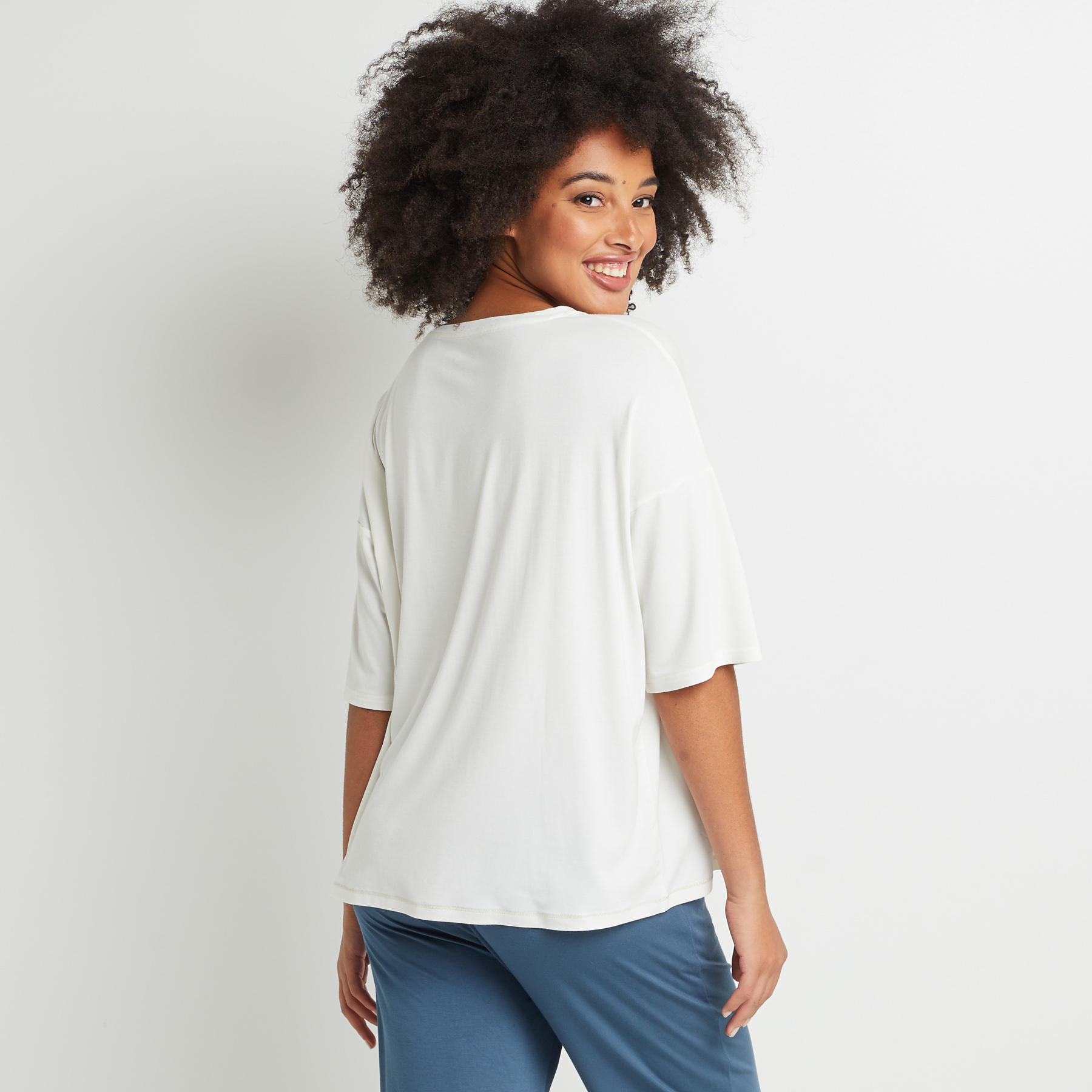 TEE SHIRT MANCHES COURTES MODAL IVOIRE